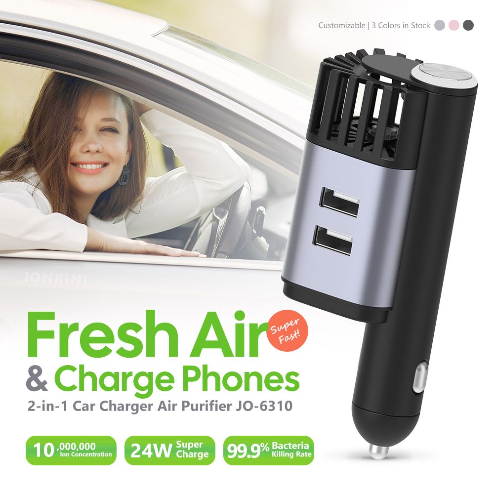 QC 3.0 Car Charger Car Air Purifier Mini